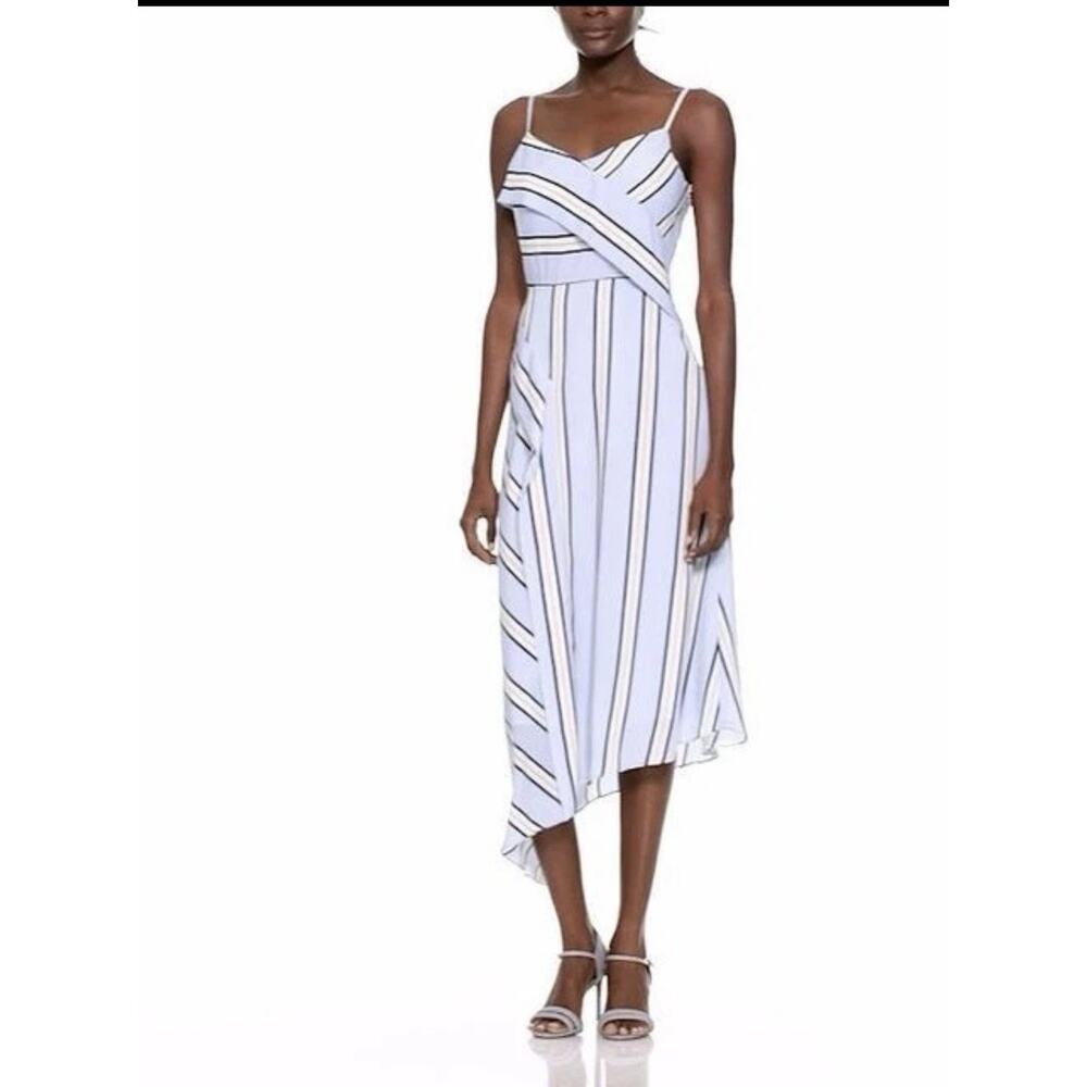 Banana Republic Stripe Strappy Asymmetrical Foldover Dress Sz 8 Vacay Coastal